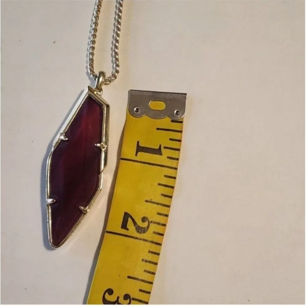 Kendra Scott Olivia marron jade  STONE  Gold Long Pendant NecklACE